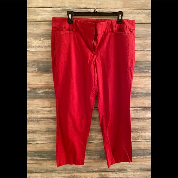 LOFT Red Original Ankle Cropped Pants Euc - Picture 1 of 2